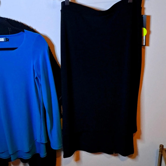 Sympli Dresses & Skirts - NWT Sympli Black Maxi Straight Skirt Double Layer With Zipper On Bottom